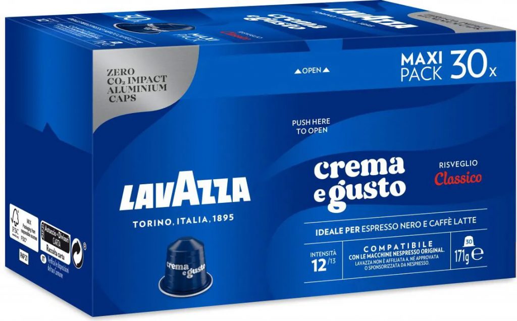 Lavazza Crema e Gusto Classico Confezione 30 Capsule Alu Compatibili Nespresso