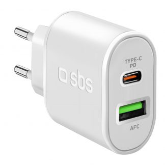 SBS Caricabatterie 20 Watt Ricarica Ultra Rapida e 2 porte USB