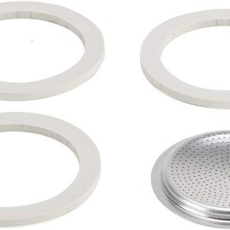 Bialetti 0800033 Kit Ricambio 3 Guarnizioni 1 Piastrina per Moka 3-4 Tazze