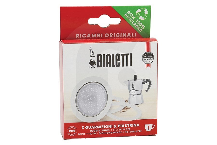 Bialetti Kit 3 Guarnizioni e 1 Filtro per Moka 1 Tazza