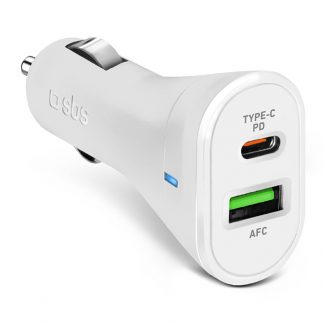 SBS TECRPD20W Caricabattatteria per Auto USB e USB-C 20W