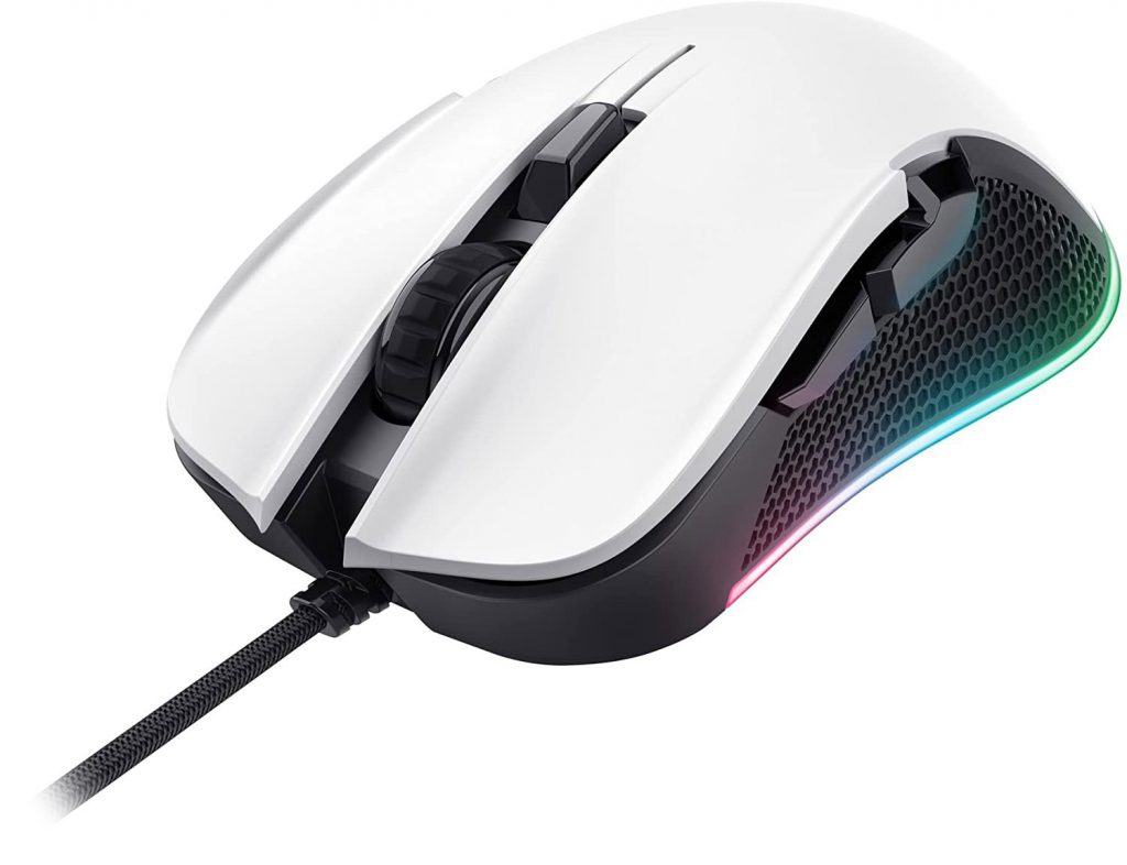 Trust GXT922W Ybar Bianco Mouse a Filo con Illuminazione RGB 6 tasti
