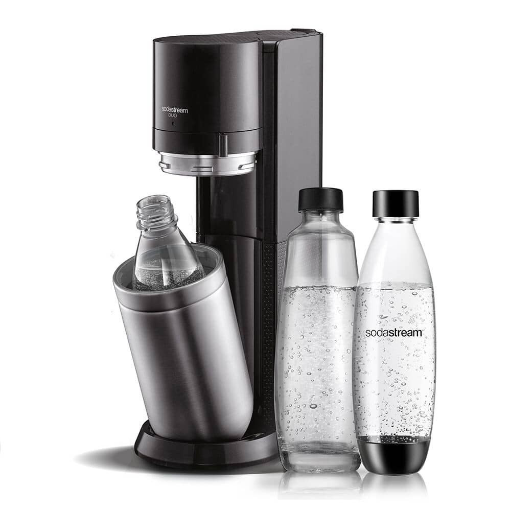 Sodastream Duo Black Gasatore con 2 Bottiglie 1 Vetro e 1 PET 1 Lt Cilindro Gas