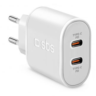 SBS Caricabatterie 20 Watt Ricarica Ultra Rapida con 2 Porte USB-C