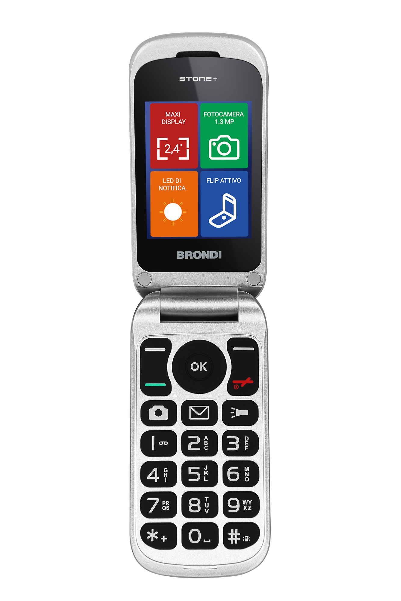 Brondi Stone Piu Nero Cellulare Flip Dualsim