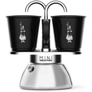 Bialetti Mini Express Induction Caffettiera Alluminio Nero 2Tz 2 Bicchierini