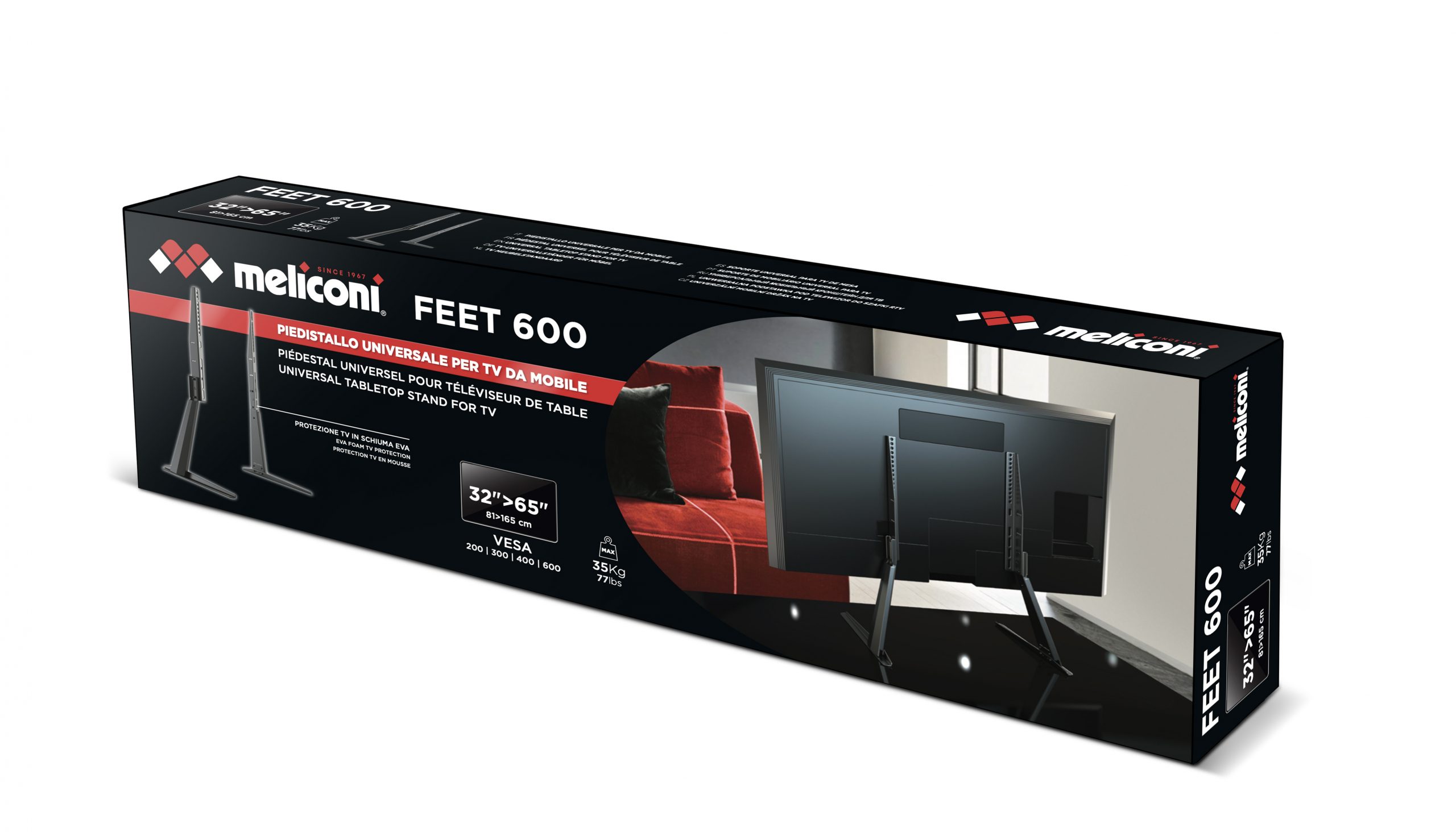 Meliconi Feet 600 Piedistallo Universale per TV 32-65 Pollici Portata Max 35KG