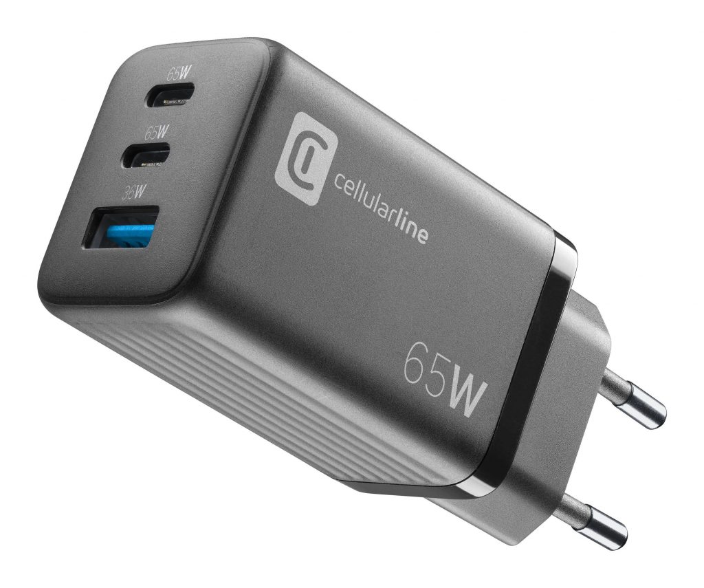 Cellular Line ACHUSBGAN3PD65WK Caricabatterie Veloce Ultracompatto 3 Porte 65W