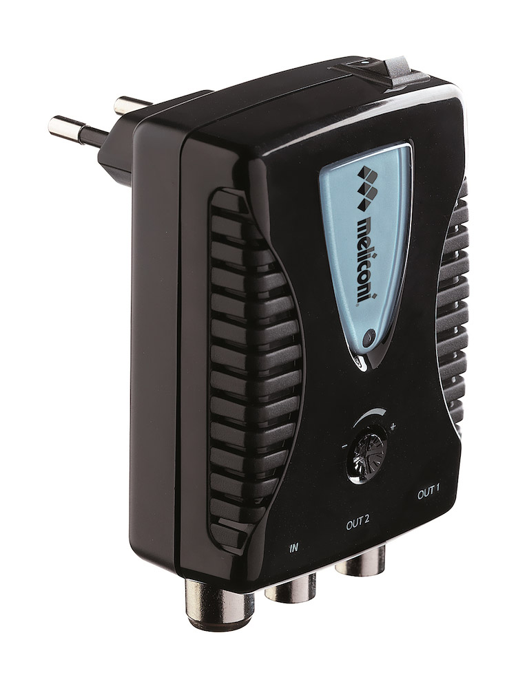 Meliconi AMP200 Amplificatore di Segnale Antenna per Interni a 2 Vie