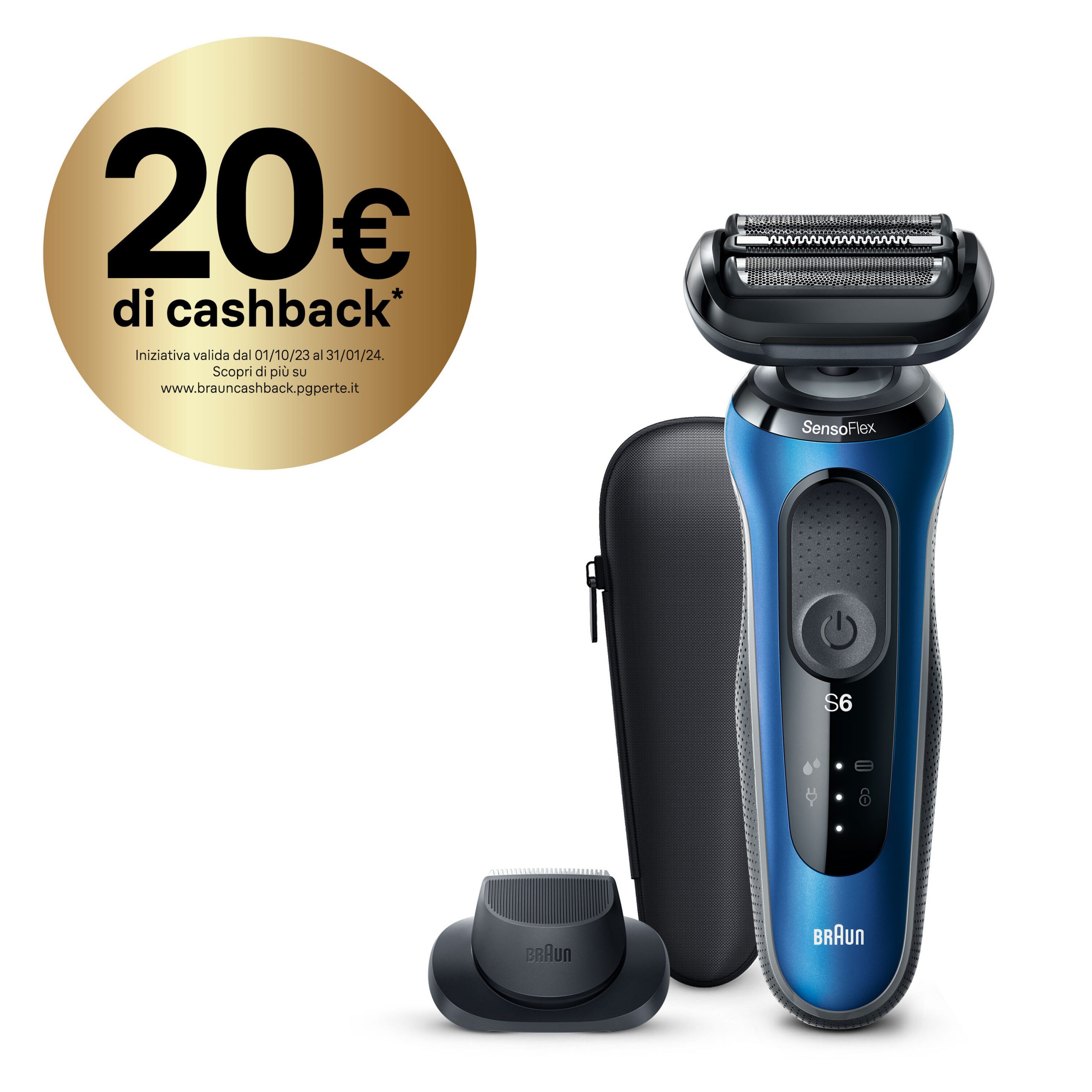 Braun Serie 6 61-B1200S Rasoio Elettrico Ricaricabile con Custodia e Accessori