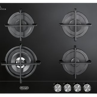 De Longhi NSL460NCM Vetro Nero Piano Cottura Gas 60CM 4 Fuochi con Griglie Ghisa