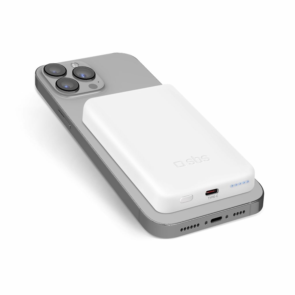 SBS TEBB5000MAG1CW White PowerBank Magnetico 5000mAh Wireless Compatibile iPhone