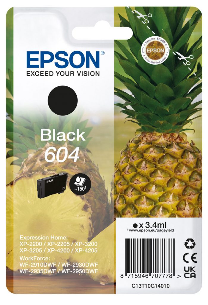 Epson Serie Ananas 604 Nero Cartuccia Inchiostro Originale