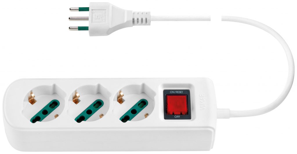 Vimar 0R00637CCB Presa Mobile 3 Multipla 2P-T 10 A 250 V Cavo da 1.5MT