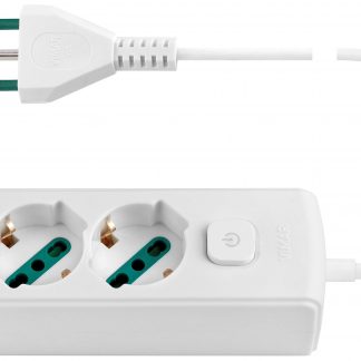 Vimar 0R00625CCB Presa Mobile 2 Multipla 2P-T 10 A 250 V con 2 USB Cavo da 1.5MT