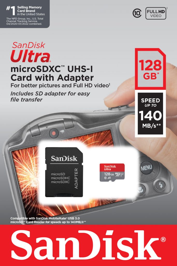 Sandisk Ultra SDSQUAB128GGN6MA Memoria Micro SD Ultra Mobile 128gb Adattatore SD