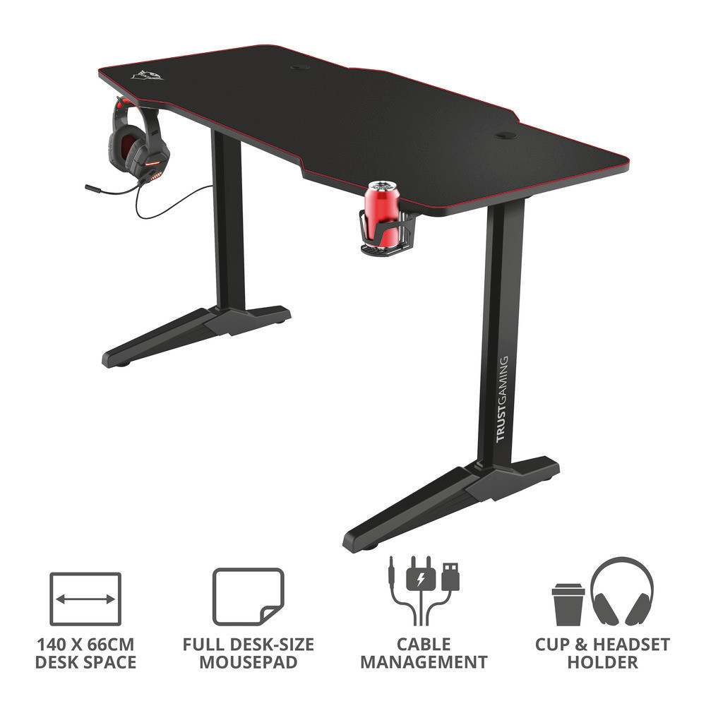 Trust GXT1175 Scrivania Nera da Gaming Imperius XL