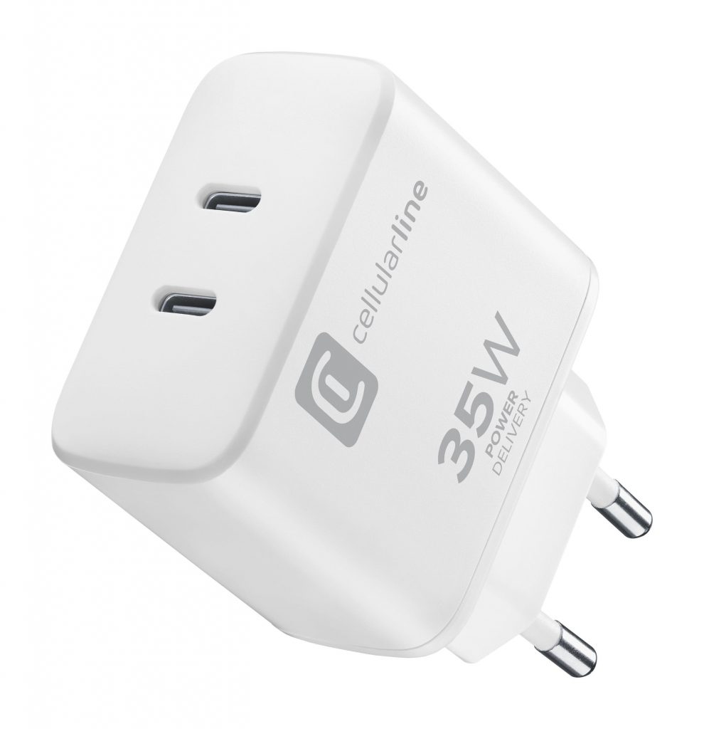 Cellular Line Caricabatterie da Rete Power Delivery 35W con Doppia Porta USB-C