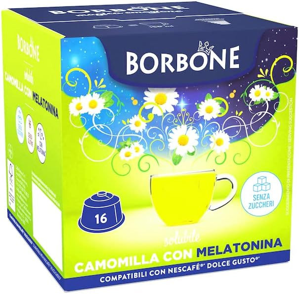 Caffe Borbone 16 Capsule Camomilla alla Melatonina Compatibili Dolce Gusto