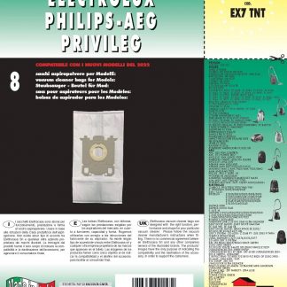 Elettrocasa EX7TNT Sacchetti Aspirapolvere TNT per Electrolux-Philps-AEG 8 Pezzi