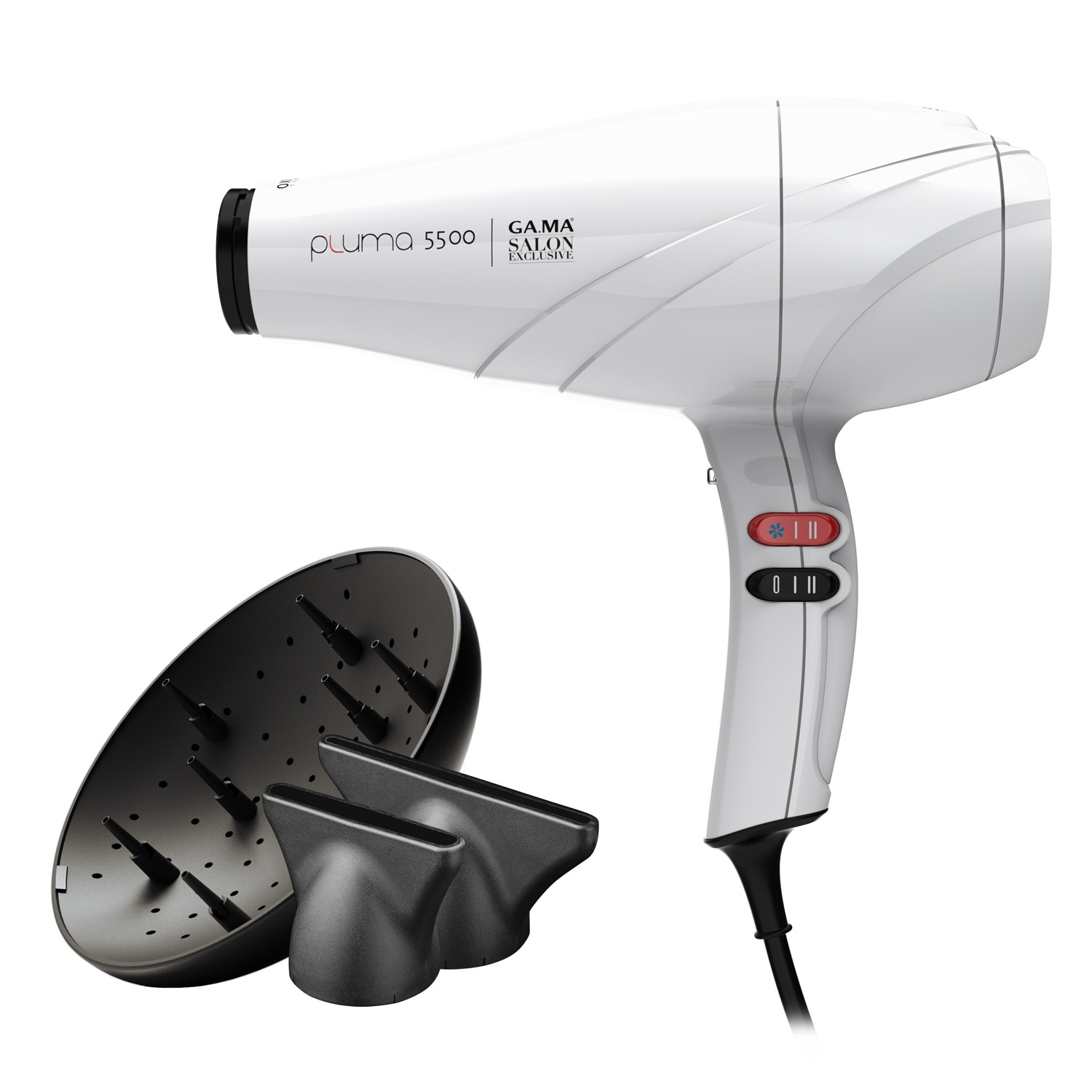 Gama Pluma 5500 Oxy Active Asciugacapelli 2400W con Diffusore e 2 Bocchette