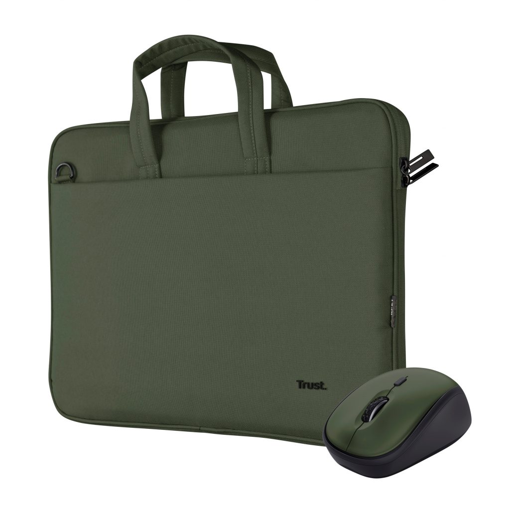 Trust Bologna Verde Borsa per Notebook Fino a 16 Pollici con Mouse