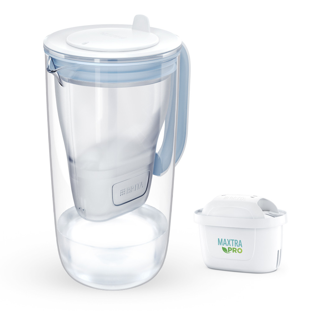 Brita Glas Light Blue Caraffa Filtrante in Vetro 2.5 Lt con 1 Filtro Maxtra Pro