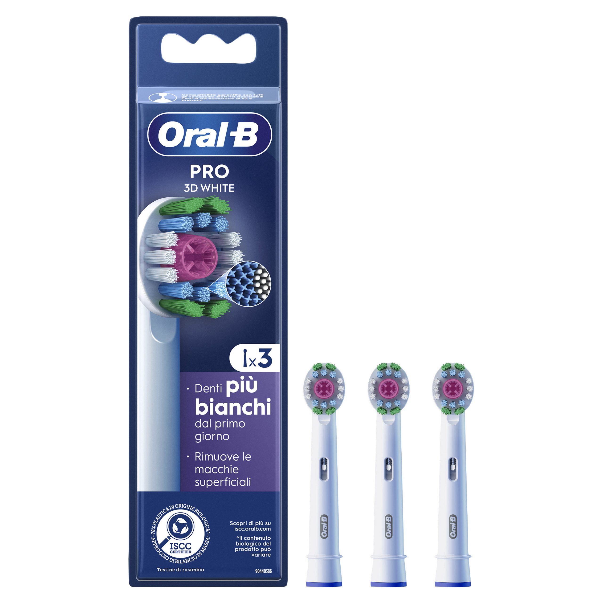 Oral-B 3D White Confezione 3 Testine di Ricambio Originali per Spazzolino