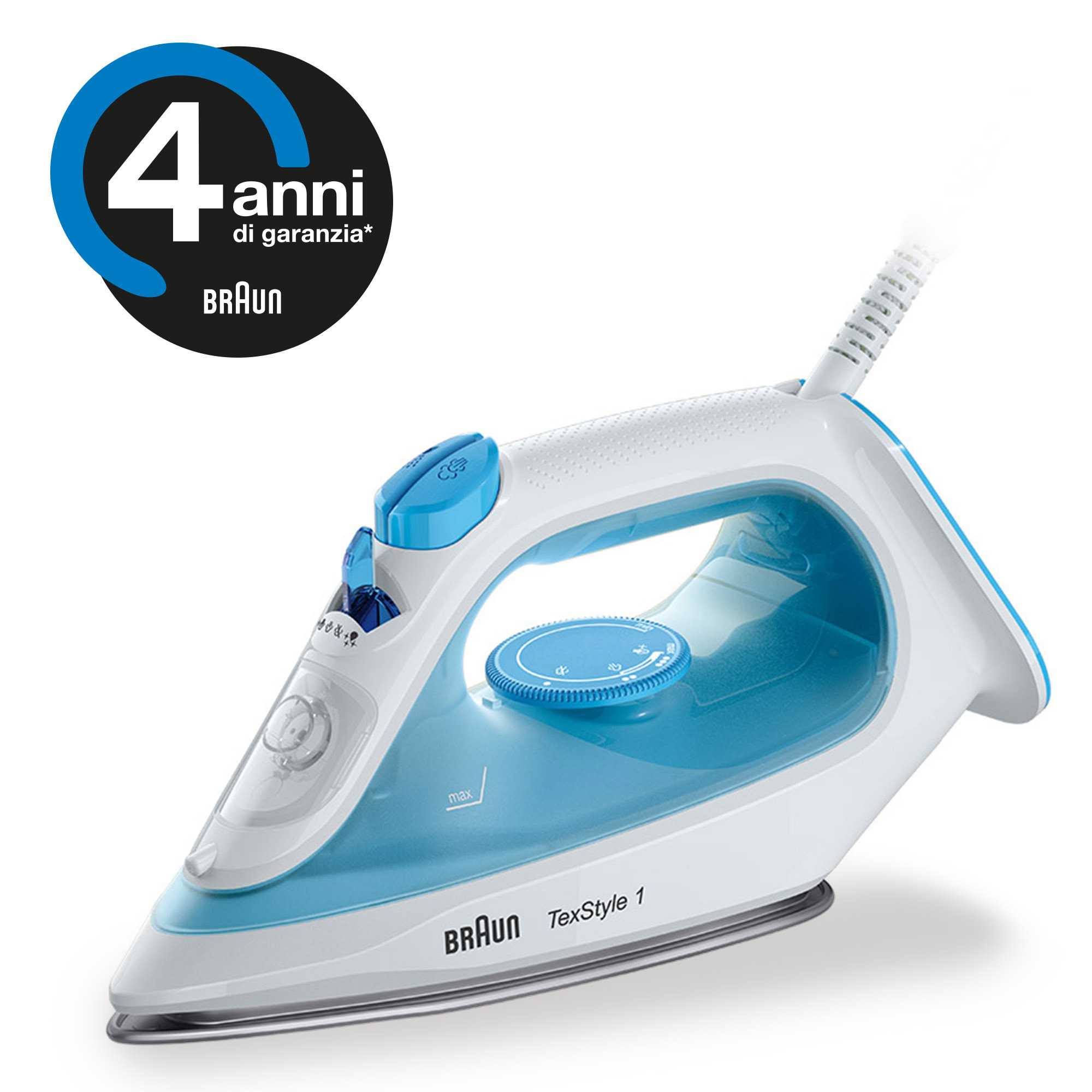 Braun TexStyle 1 SI 1050BL Blu Ferro a Vapore 2000W Piastra Super Ceramic