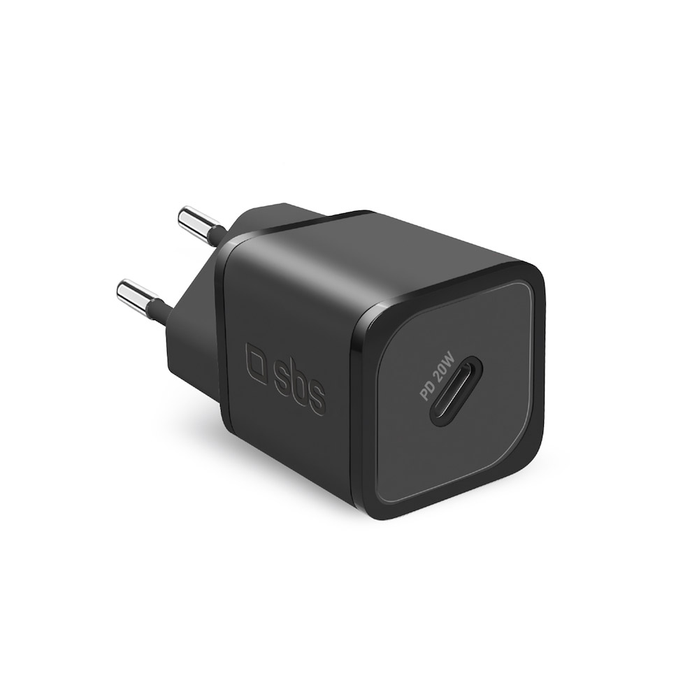 SBS TETRGAN1C20K Nero Caricabatterie Ultrarapido GaN da 20 Watt