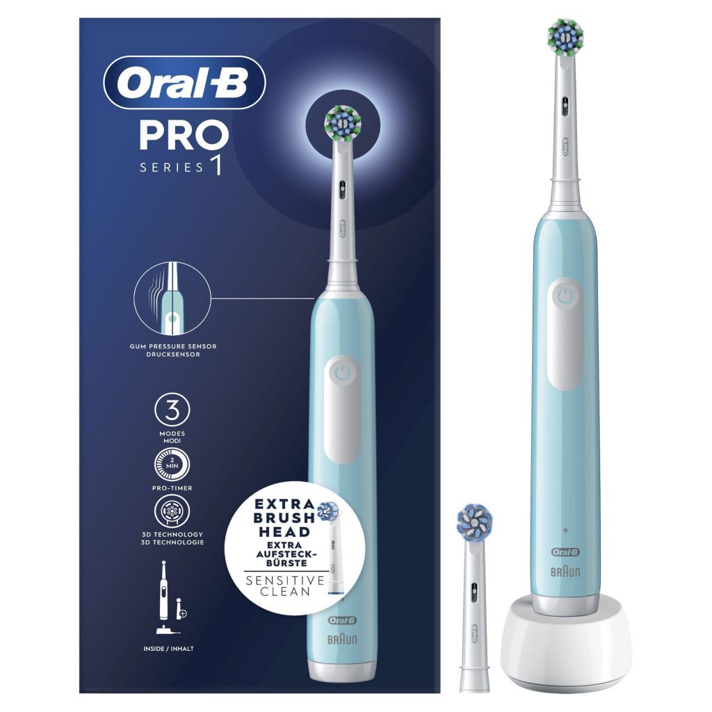 Oral-B Pro1 Turchese Spazzolino Elettrico con 2 Testine