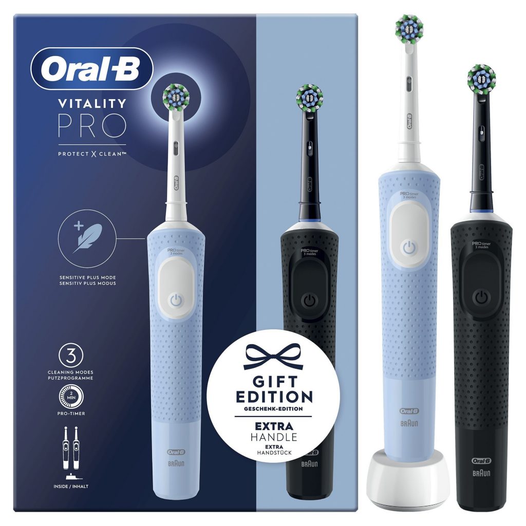 Oral-B Vitality Pro Duo Coppia Spazzolini Elettrici 1 Nero e 1 Azzurro