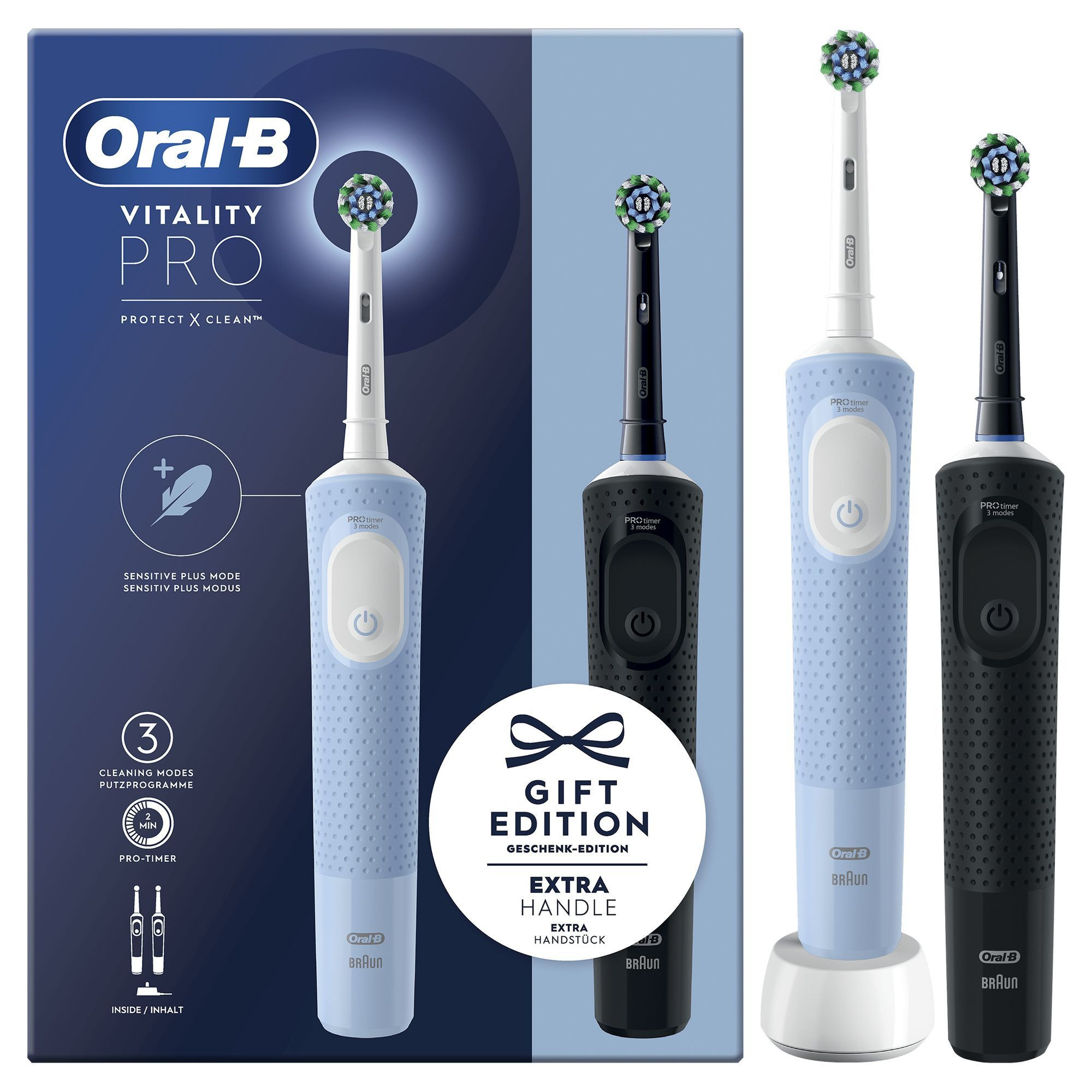 Oral-B Vitality Pro Duo Coppia Spazzolini Elettrici 1 Nero e 1 Azzurro