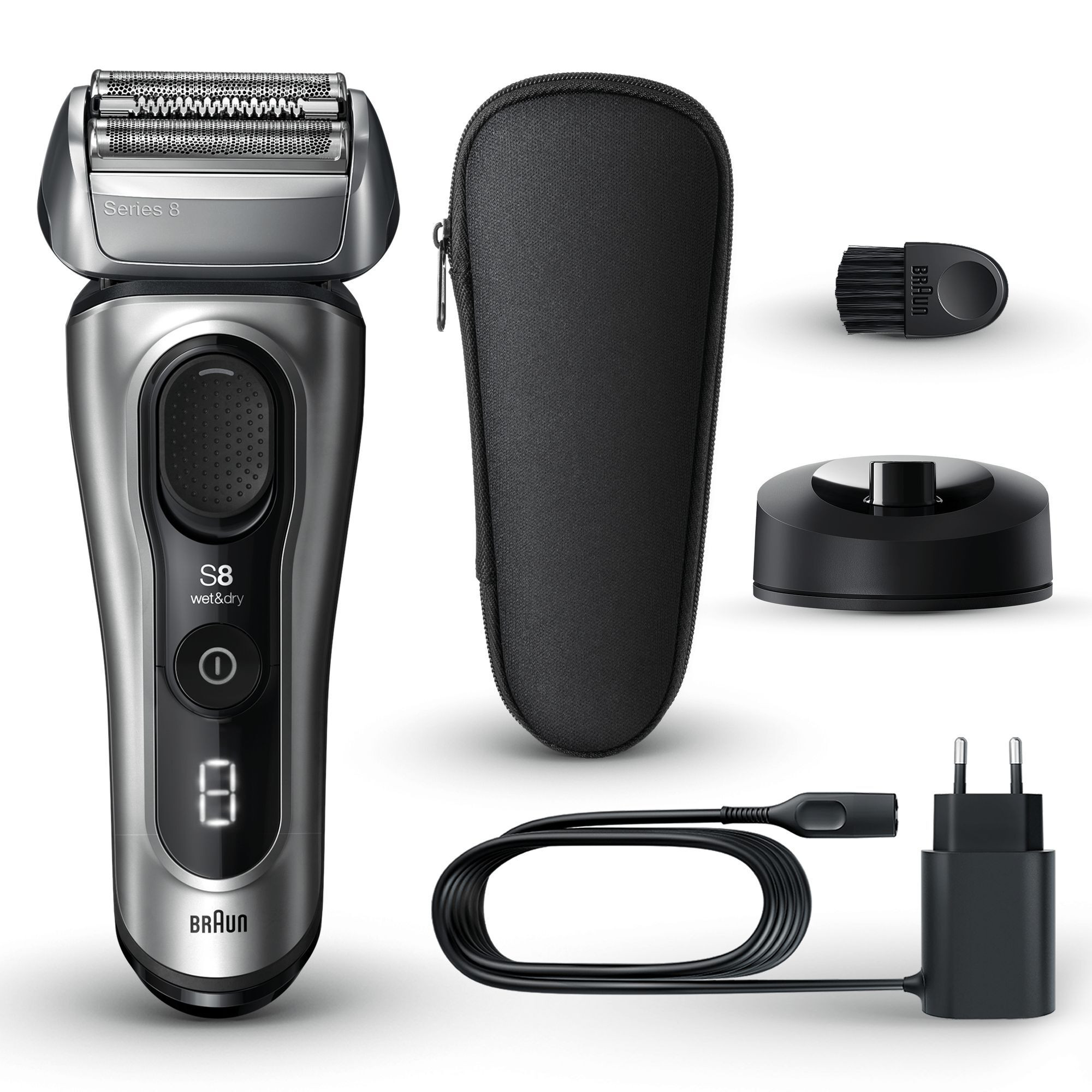 Braun Serie 8 8517S Rasoio Ricaricabile Wet Dry con Base di Ricarica