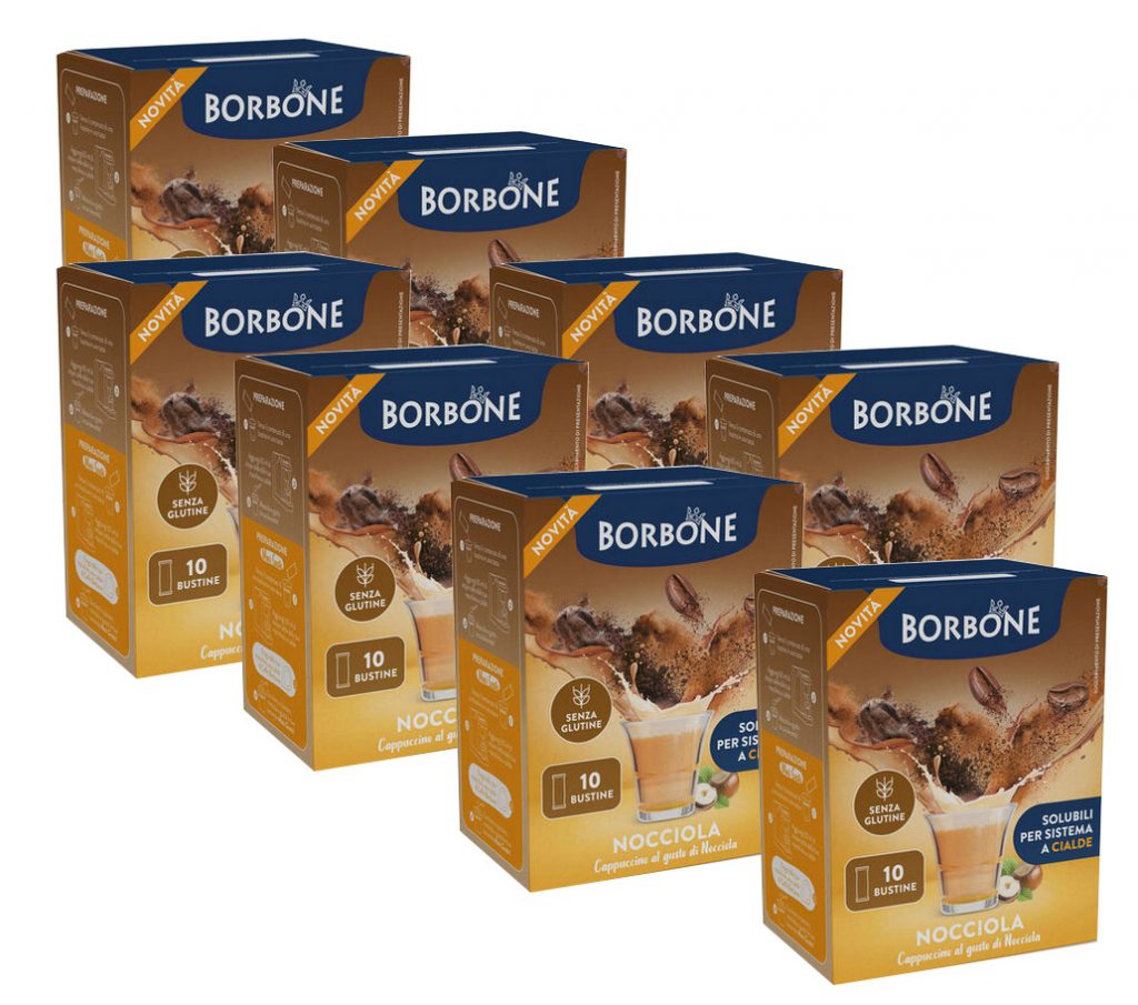 Caffe Borbone Stick Nocciola 8 Confezioni 10 Bustine Cappuccino alla Nocciola