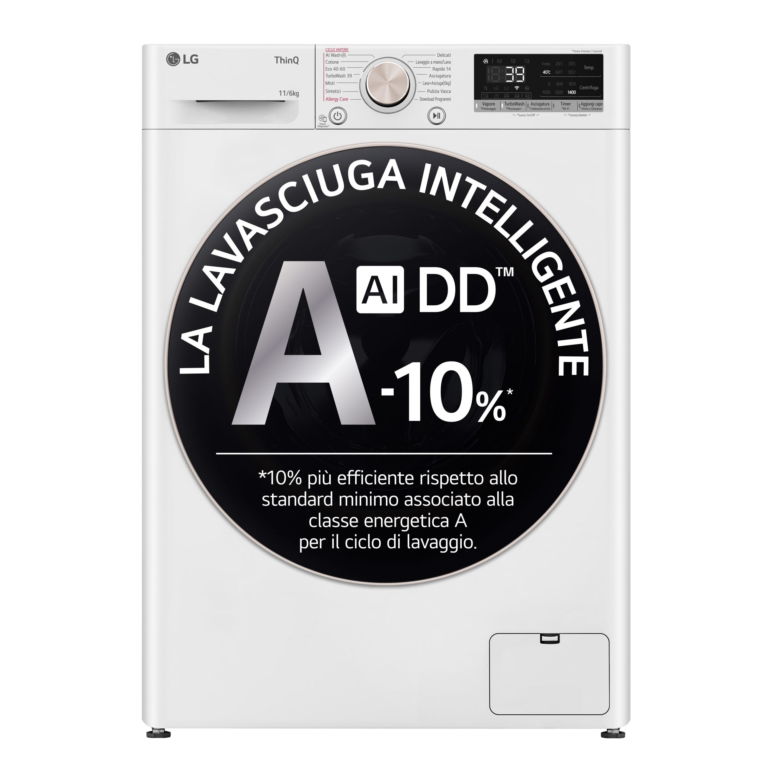 LG D4R7011TSWG Lavasciuga Carico Frontale 1400Giri