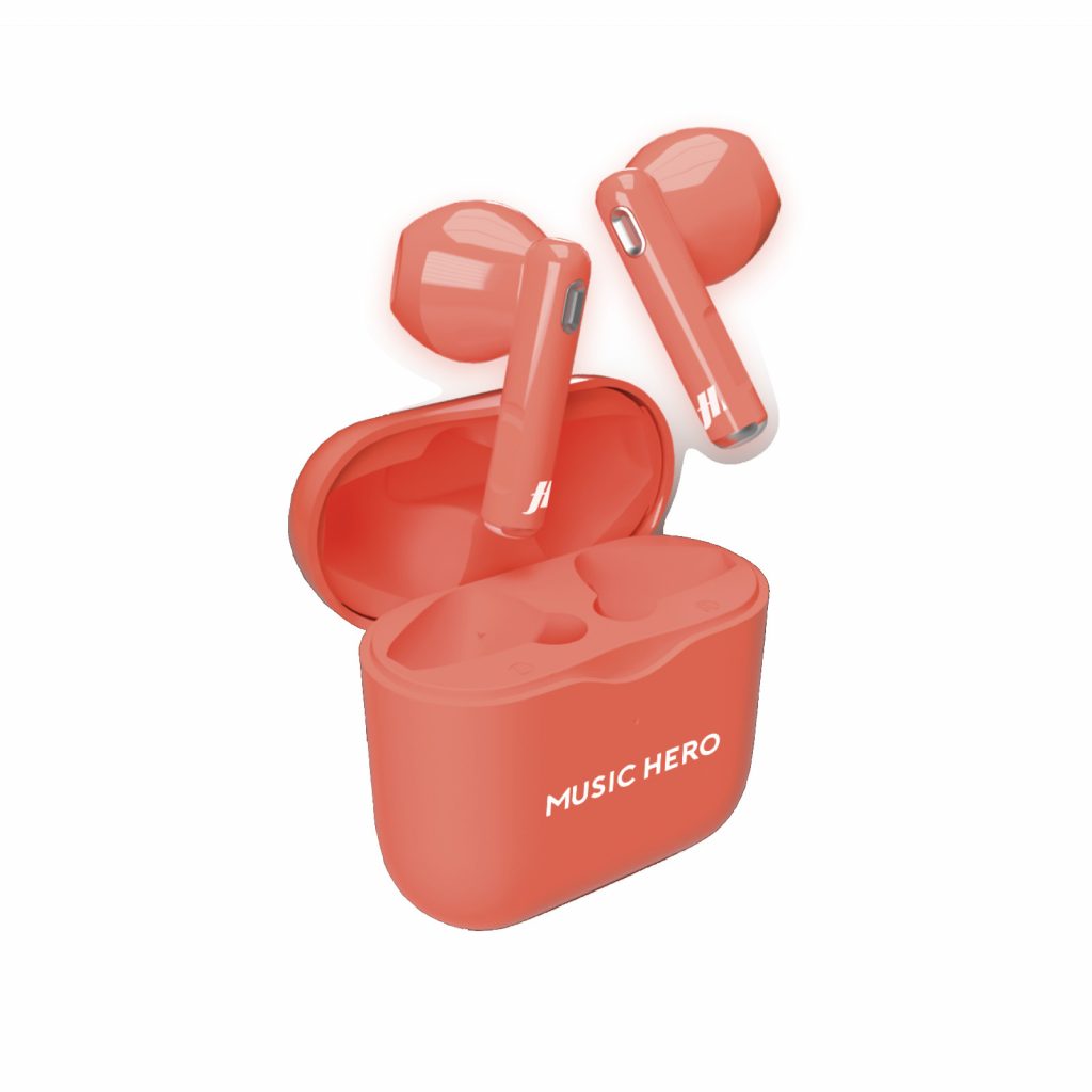SBS TWS Fluo Rossi Auricolari Fluorescenti Touch con Microfono