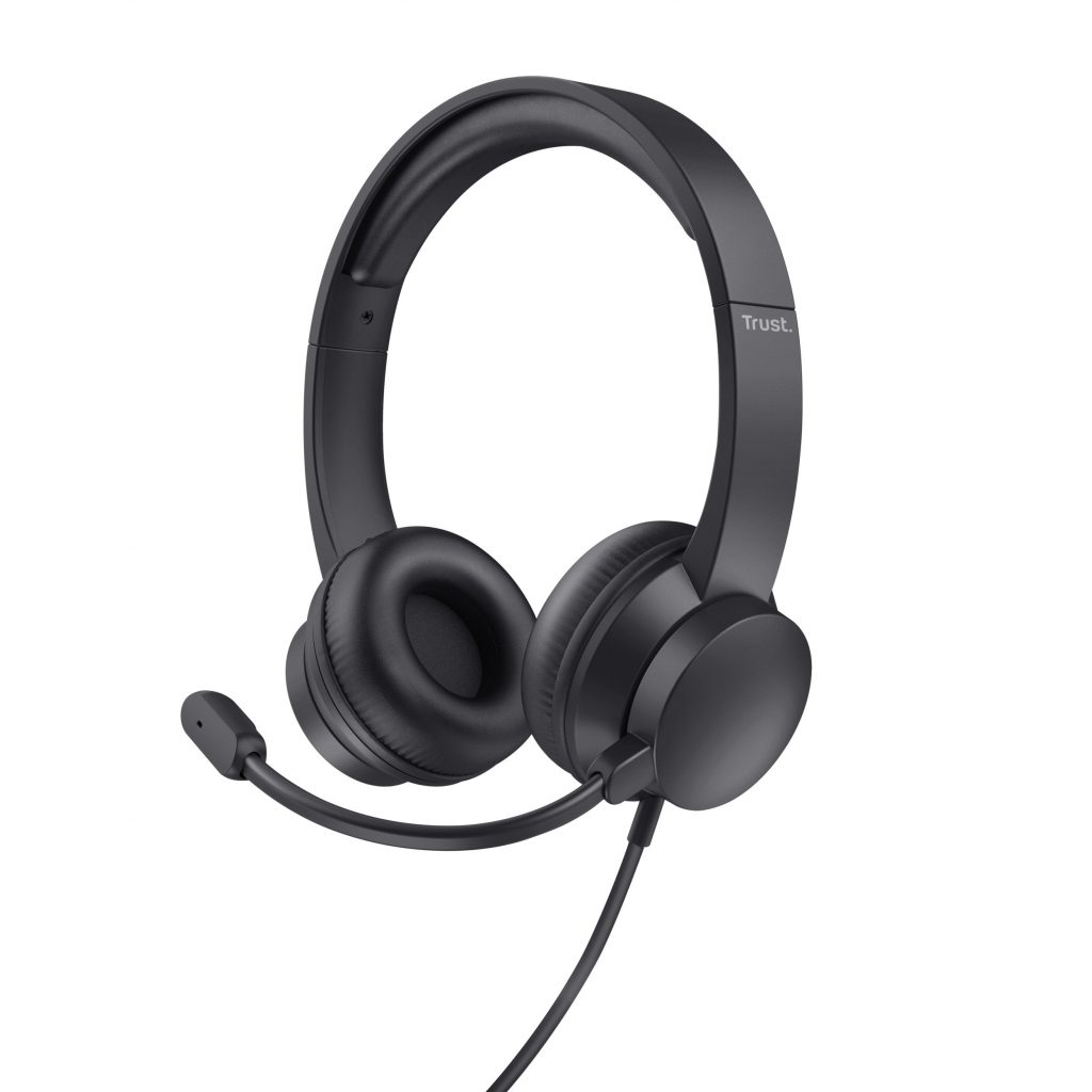 Trust Ayda Nero Cuffia Archetto con Microfono USB con Cavo
