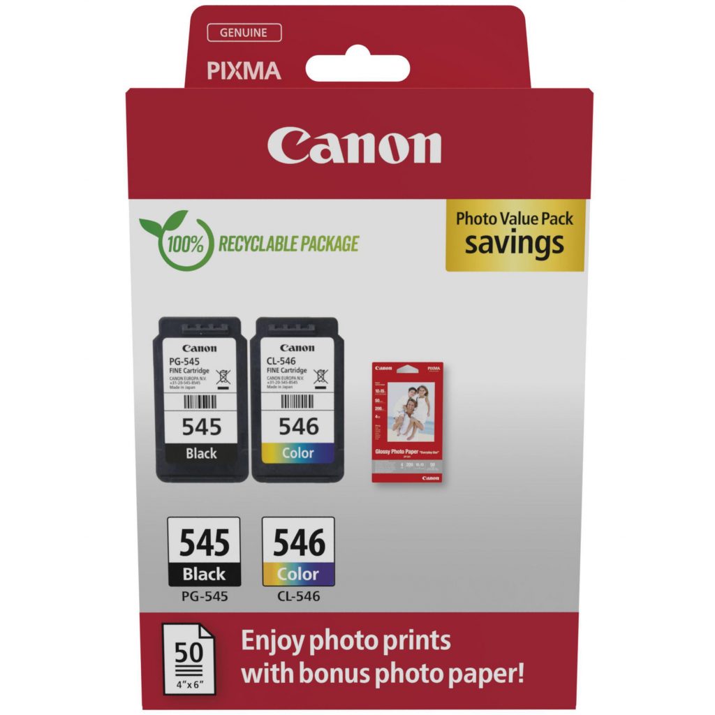 Canon PG-545 e CL-546 Multipack 2 Cartucce Ink Jet con Carta Fotografica