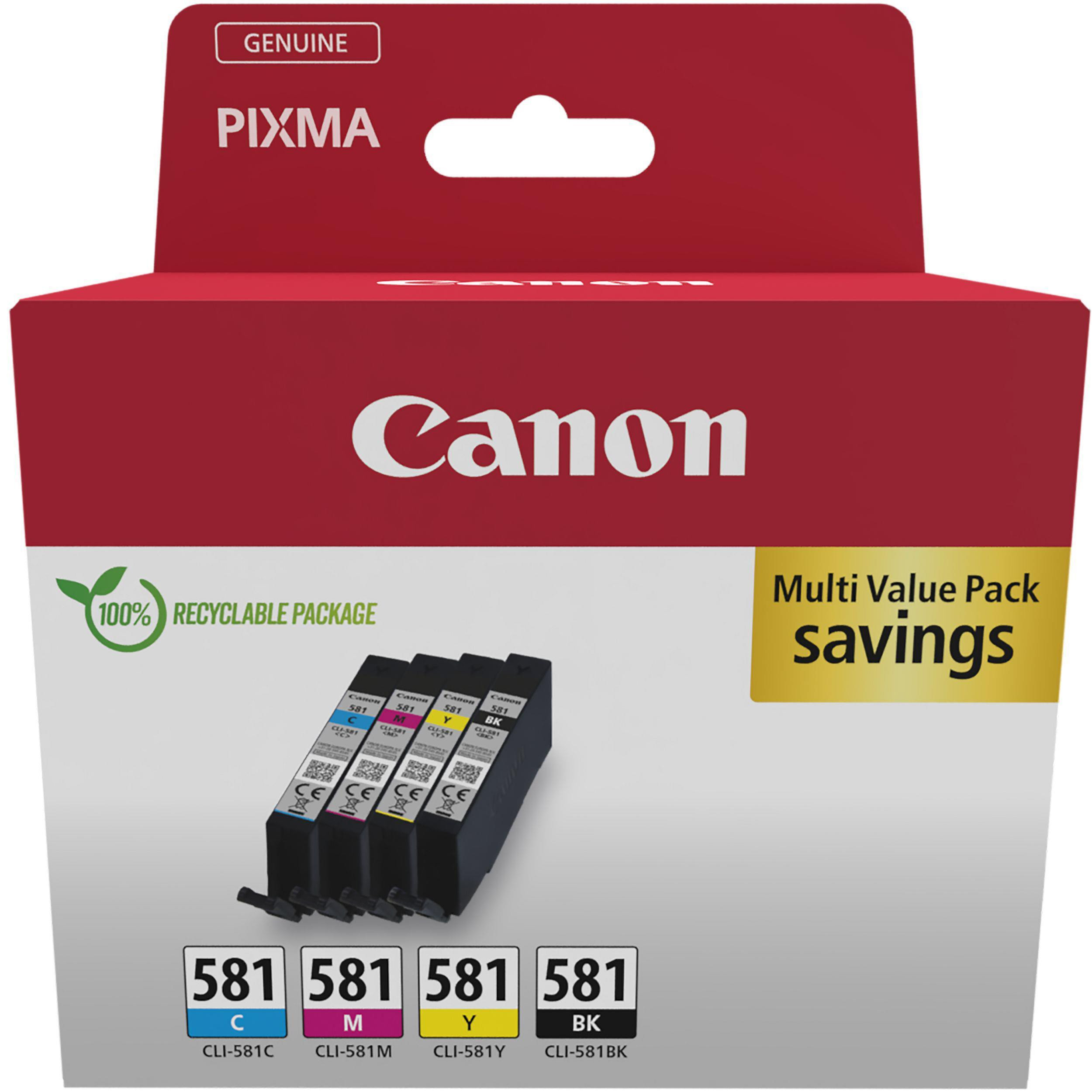 Canon CLI-581 Multipack 4 Cartucce Ink Jet C-M-Y-BK