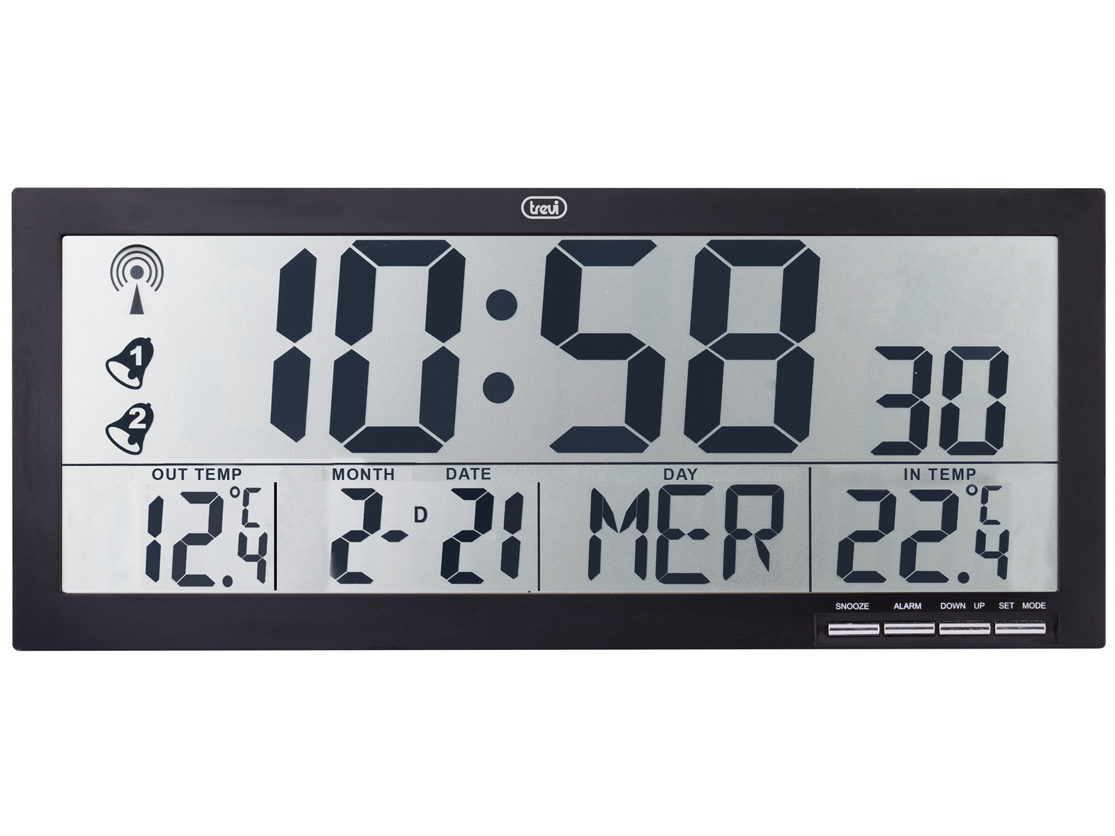 Trevi OM 3530RC Orologio Digitale da Parete Radiocontrollato con Sensore Esterno