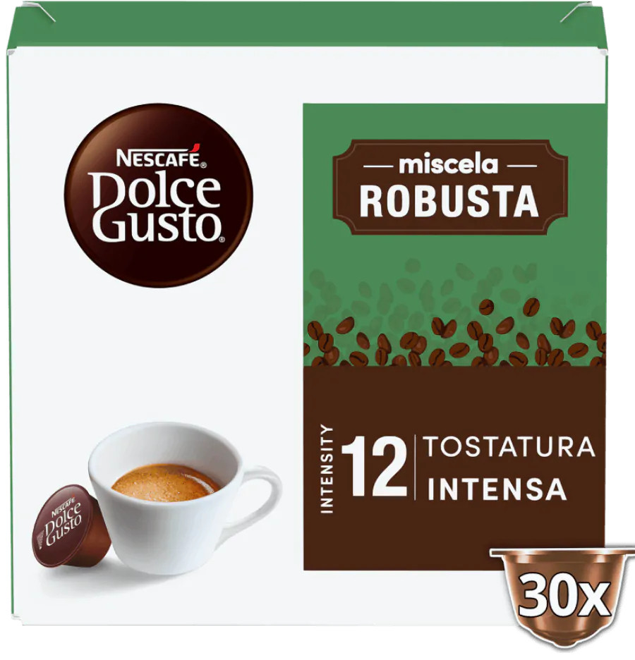 Nescafe Confezione 30 Capsule Caffe Miscela Robusta Compatibili Dolce Gusto