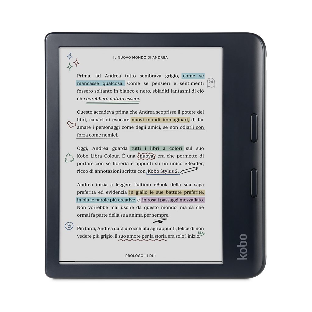 Kobo Libra Colour Black Ebook 7 Pollici con Schermo a Colori Supporto Audiolibri