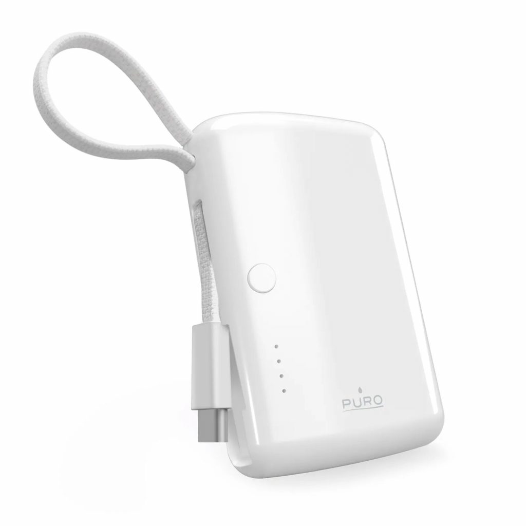 Puro PUFCBB100C1USBCWHI Powerbank 10000mAh con Cavo USB-C Integrato
