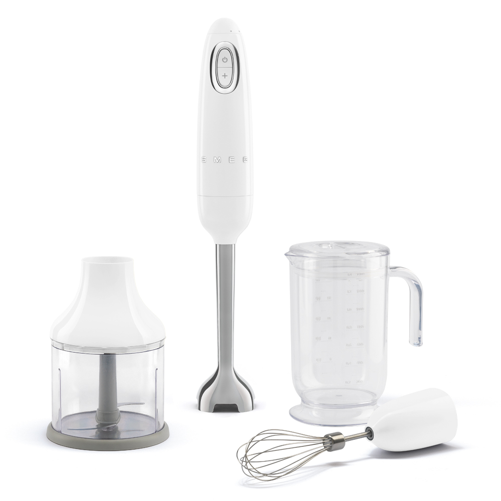 SMEG HBF03WHEU FRULL.IMMERS. 700W LAME INOX +3ACCESSORI BIANCO FRULLATORE A IMMERSIONE