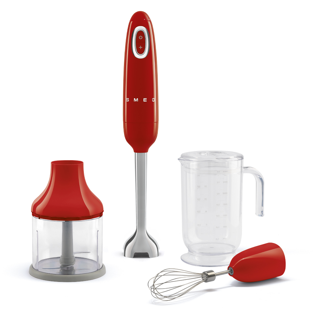 SMEG HBF03RDEU FRULL.IMMERS. 700W LAME INOX +3ACCESSORI ROSSO FRULLATORE A IMMERSIONE