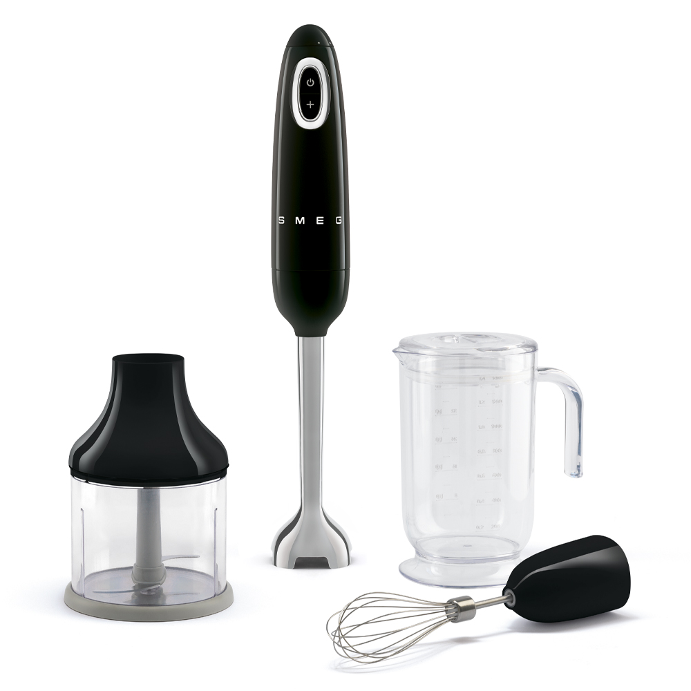 SMEG HBF03BLEU FRULL.IMMERS. 700W LAME INOX +3ACCESSORI NERO FRULLATORE A IMMERSIONE