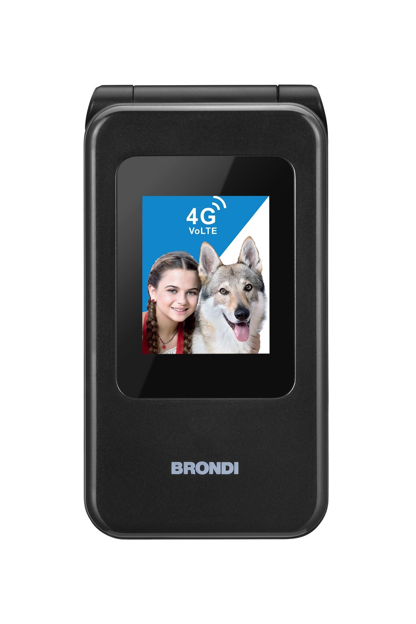 Brondi Amico Speciale 4G Black Metal Telefono Cellulare a Conchiglia Dual Sim