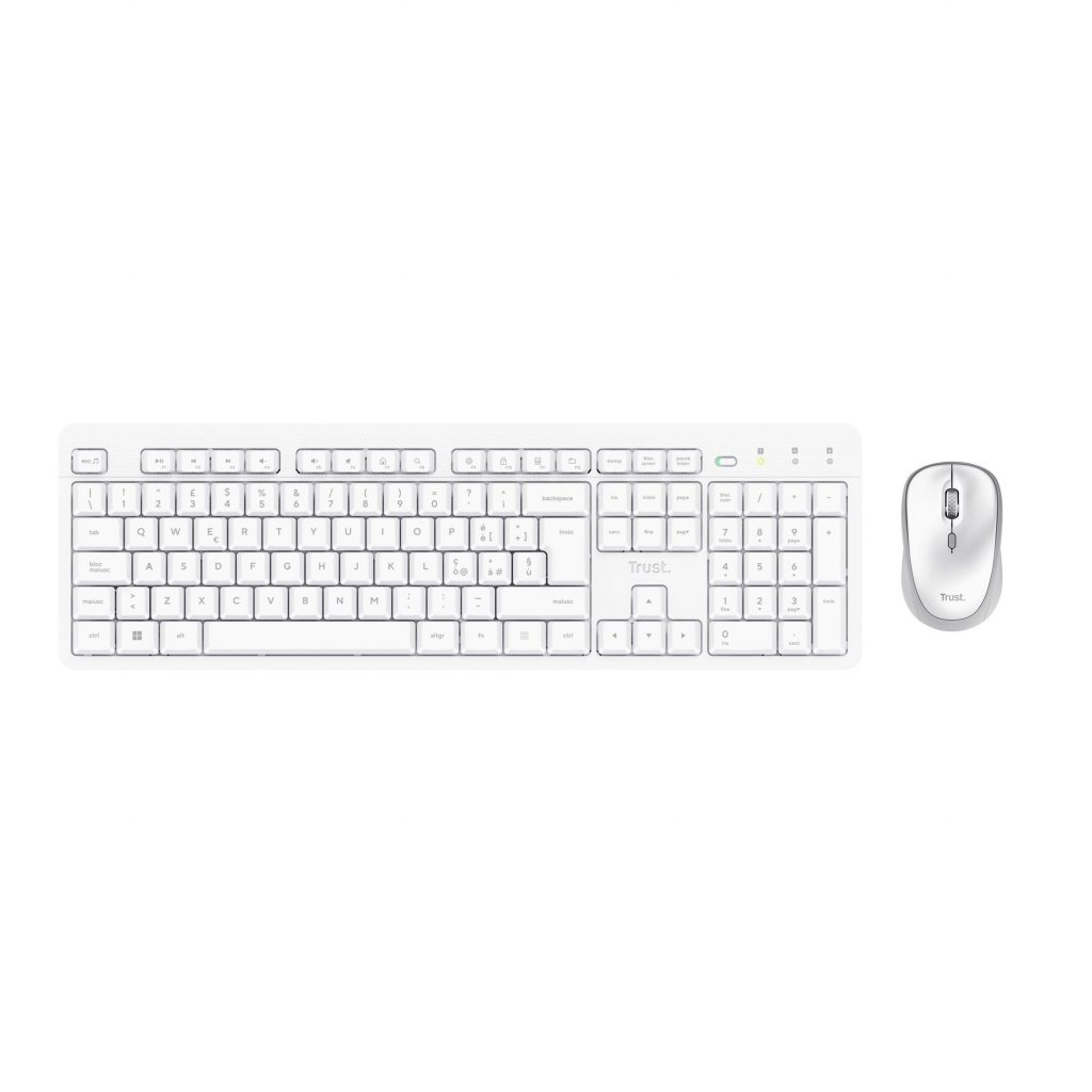 Trust Ody II Bianco Kit Tastiera e Mouse Wireless Silenziosi