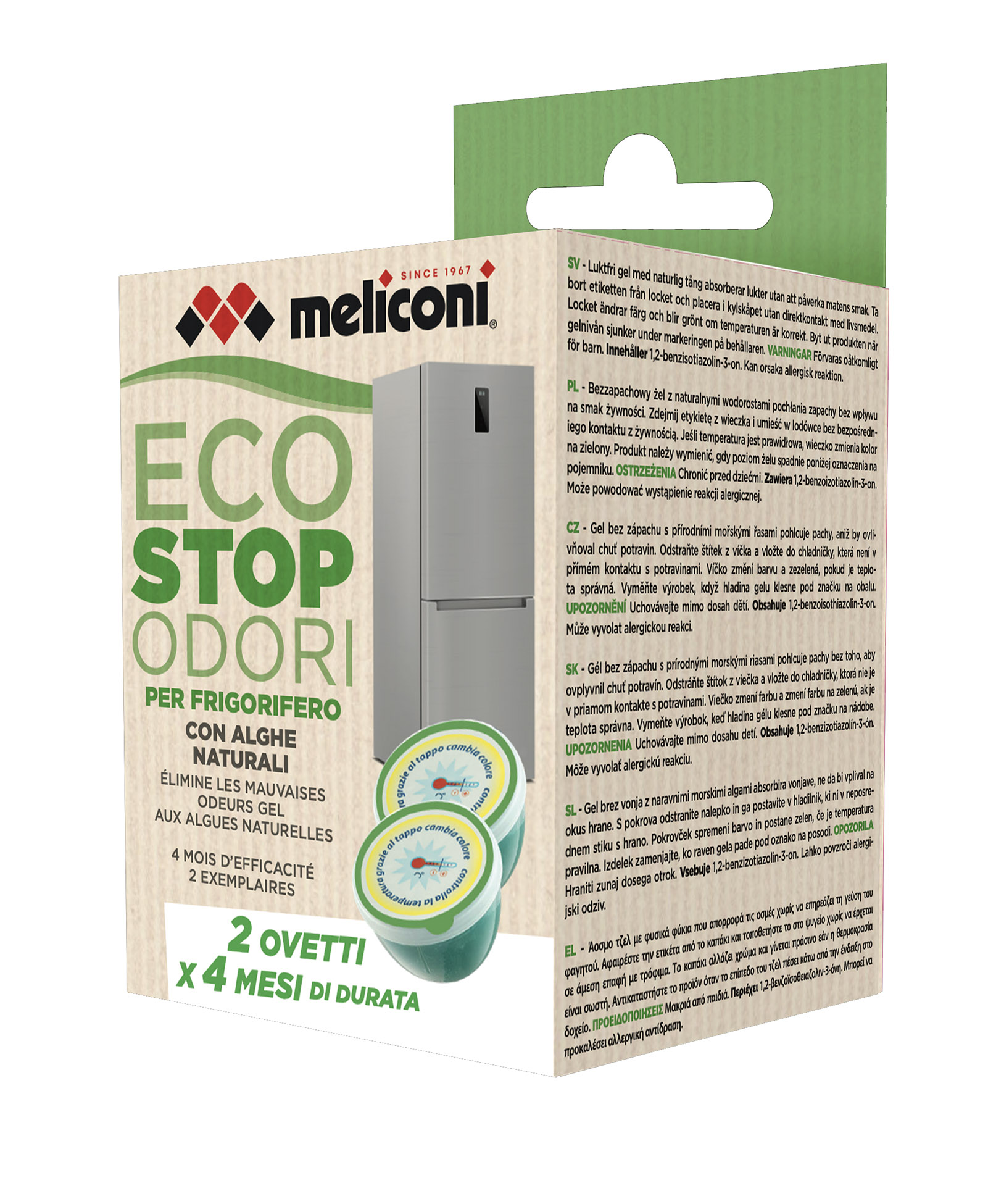 Meliconi Eco Stop Odori Frigorifero Assorbi Odori per Frigorifero
